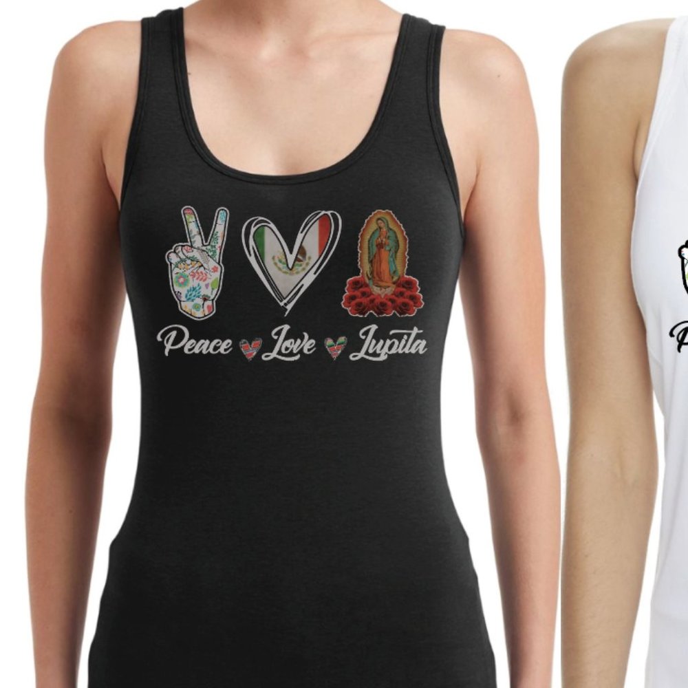 Peace, Love, Lupita Tank Top (Black)